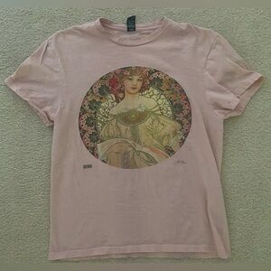 floral woman pink shirt